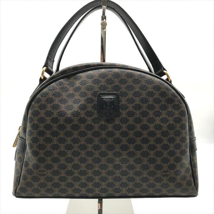 良品 CELINE セリーヌ ブラック マカダム ハンド ボストン バッグ