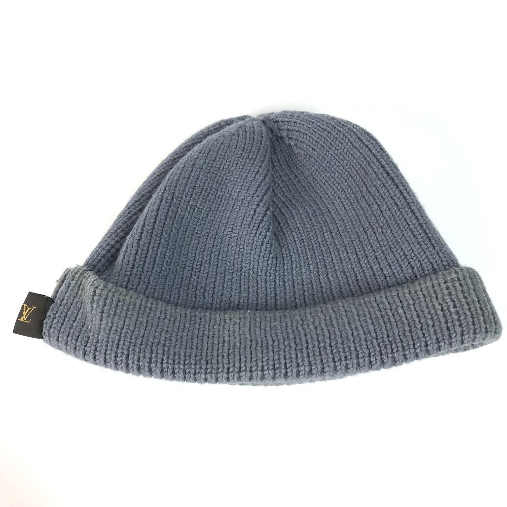 LOUIS VUITTON ルイヴィトン ニット帽 ロゴ ウール グレー - メルカリ