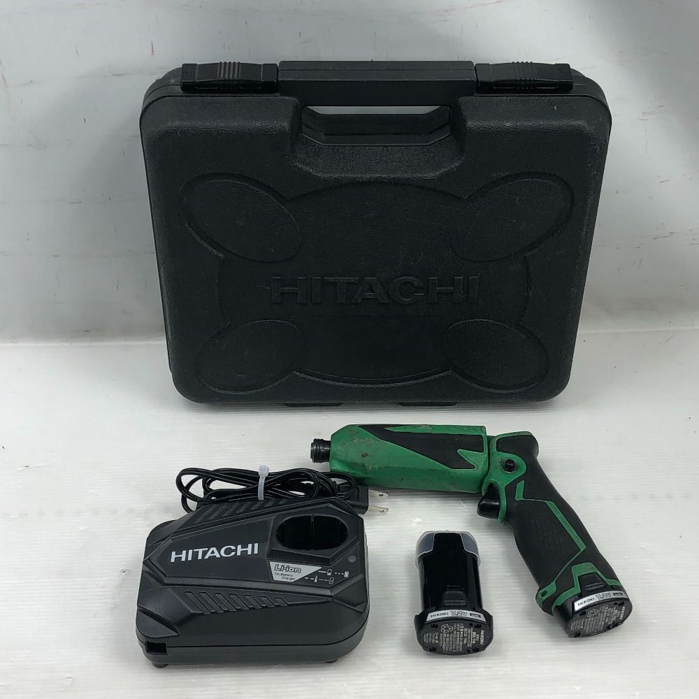 ◆日立　ペンインパクト　WH7DL　ケース　充電器　バッテリー2個　美品 HITACHI 日立 ペンインパクトドライバ WH7DL グリーン 充電器・充電池2
