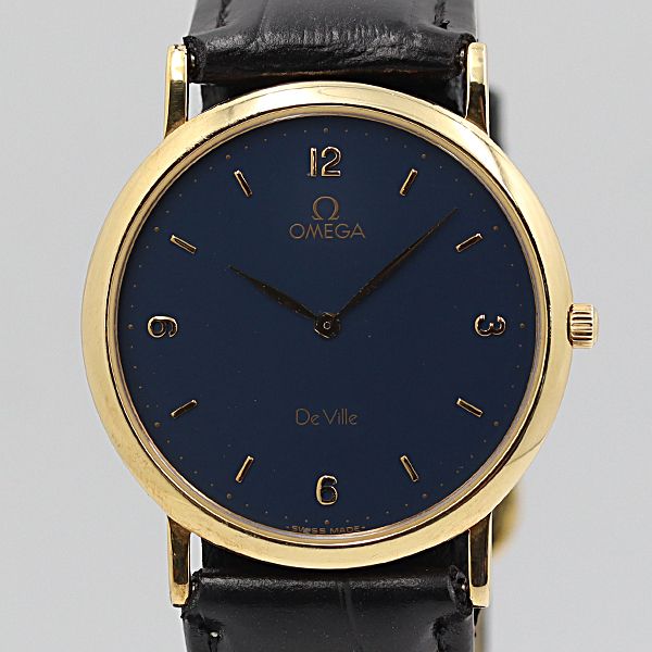 デッドストック級 稼働 美品 オメガ デビル 18K/750/20.1g ラウンド ネイビー文字盤 QZ メンズ腕時計 NSY14991ABC  0927410 1OKT - メルカリ