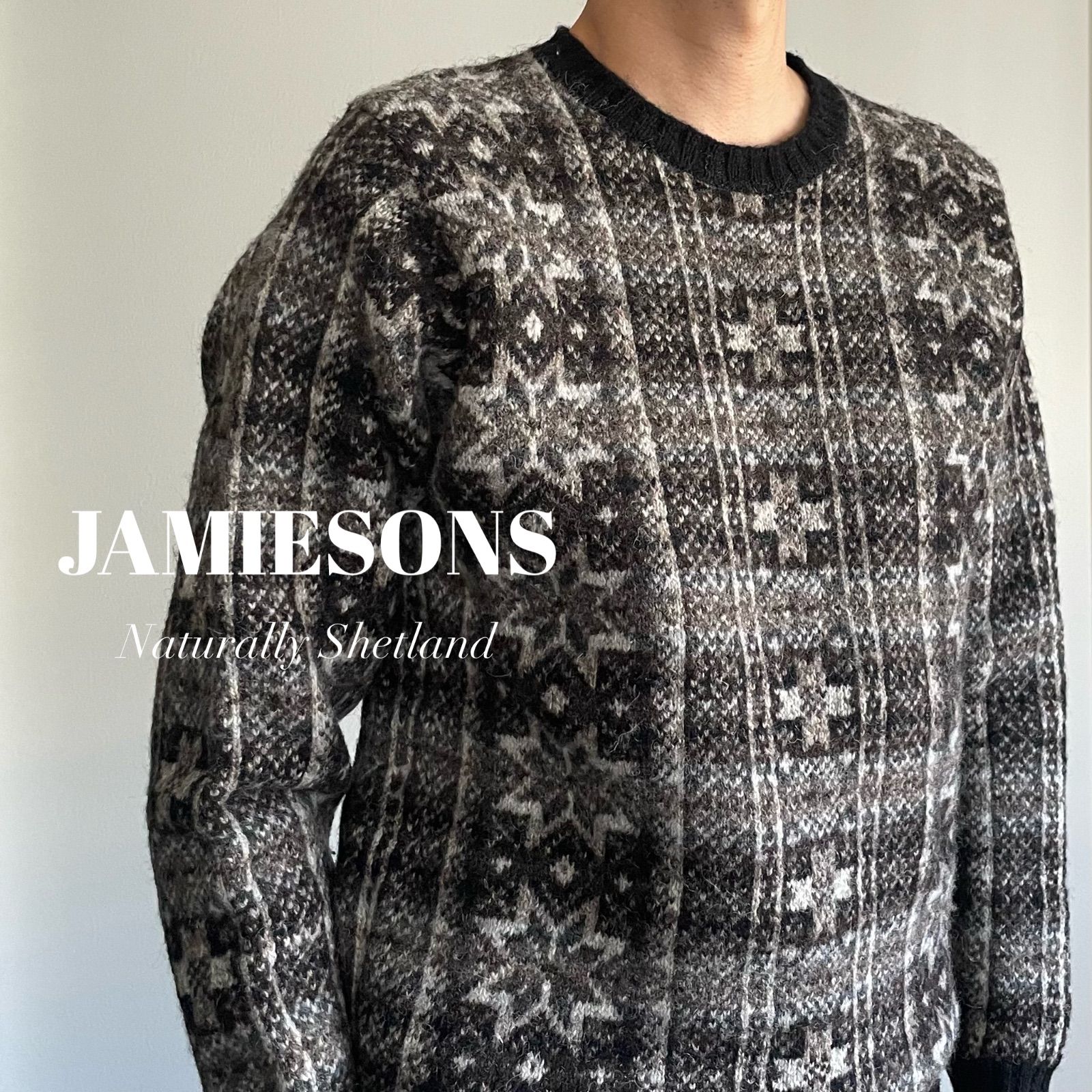 貴重】 JAMIESONS / BEAUTY&YOUTH別注 フェアアイル 総柄 クルーネック