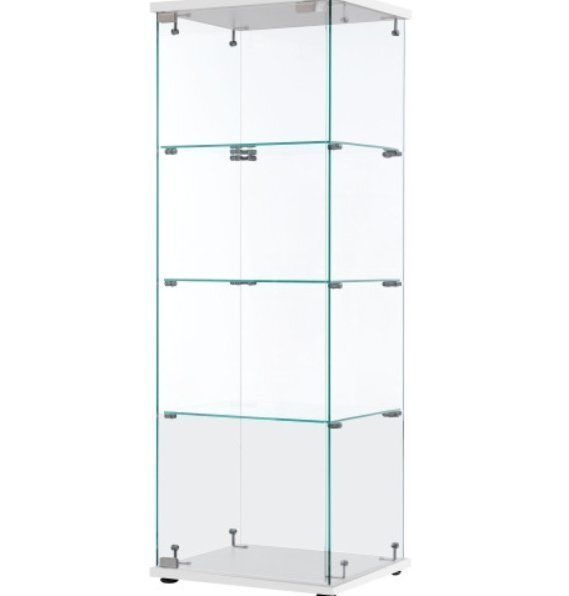 ケースガラスディスプレイキャビネットフィギュアケース4段 ホワイト強化ガラス全面ガラス