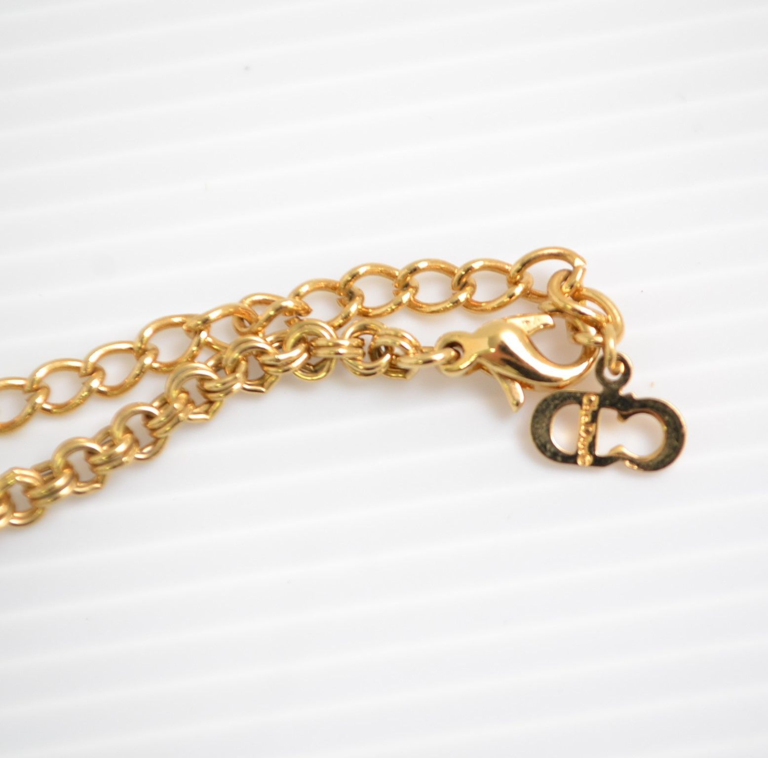 Christian Dior ディオール 4P ストーン ロゴ ネックレス