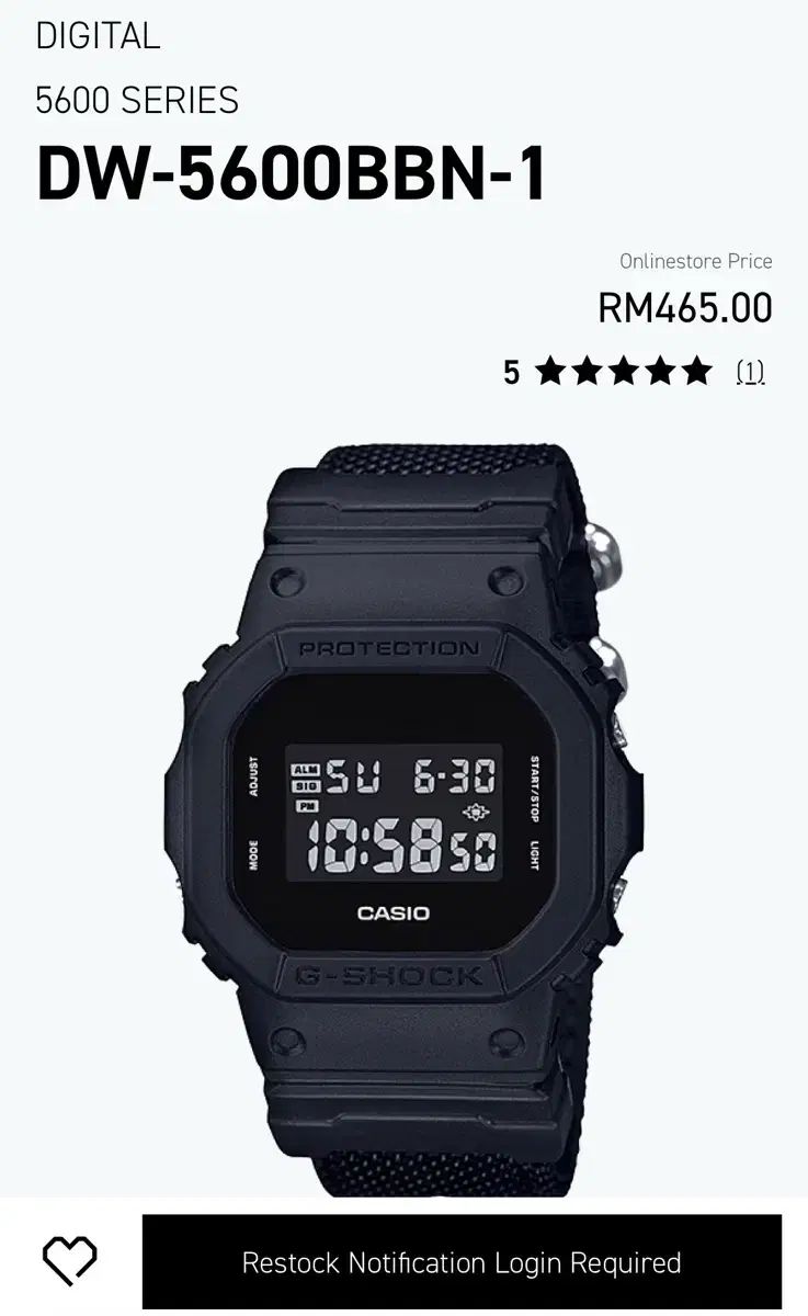 G-ショック コーデュラ G ー SHOCK オールブラック DW 5600BBN 1
