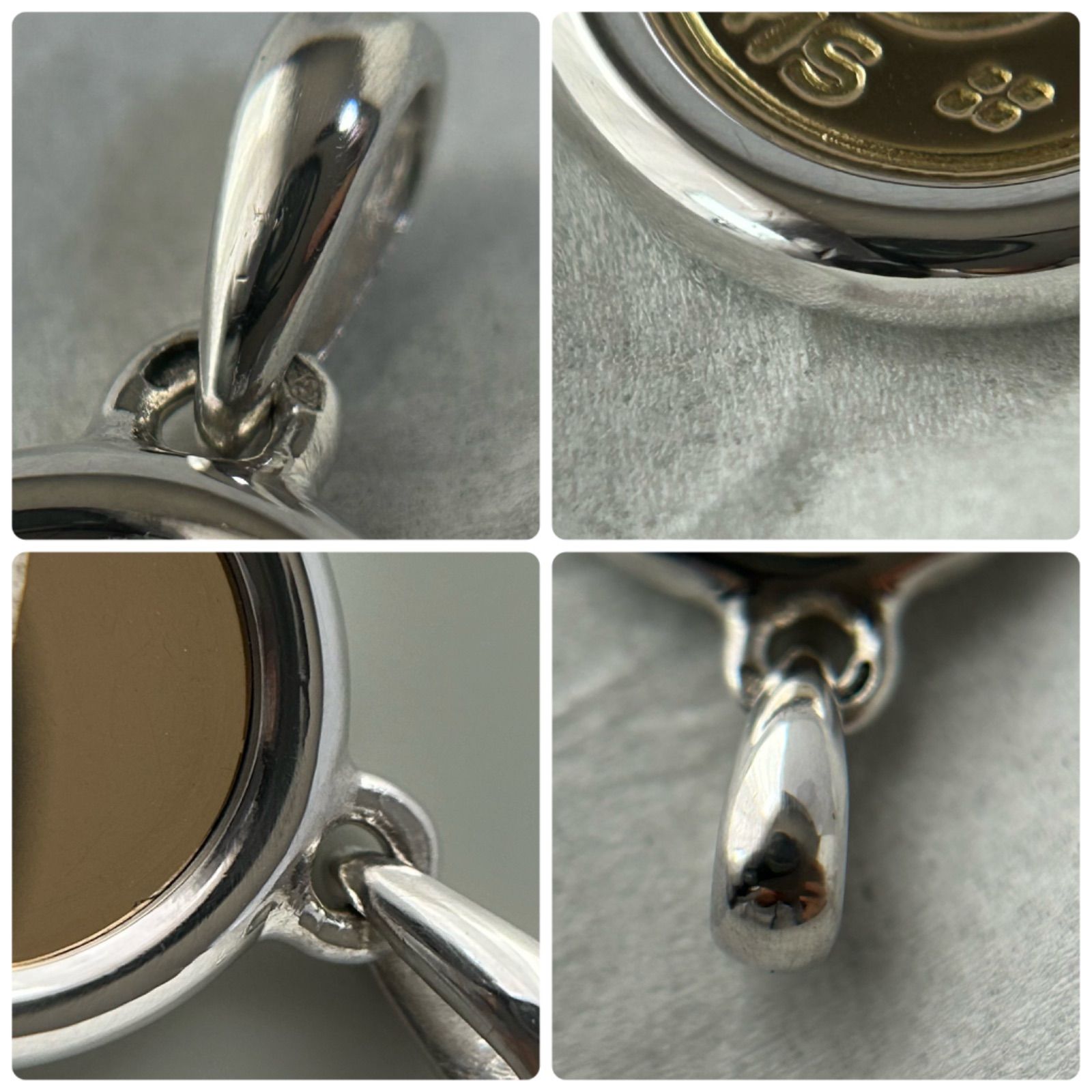 エルメス ネックレス トップ セリエ コイン AG925 K18 750 コンビ 