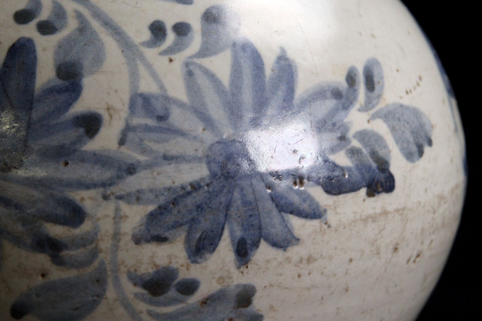 李朝時代 白磁製 青花染付壷 24.5cm 箱付 朝鮮古陶 唐物骨董 楾