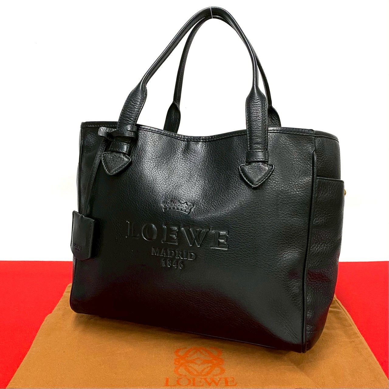 【極美品☆大人気】LOEWE ロエベ ヘリテージ ハンドバッグ レザー ブラック LOEWE ロエベのヘリテージ ハンドバッグ美品（LOEWE - 【極美品