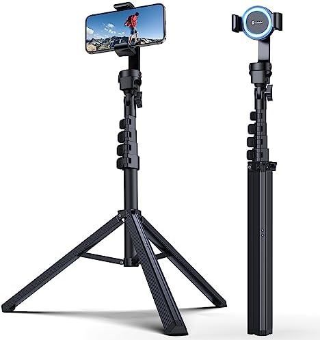 ♥ MagSafe対応 Andobil 三脚 スマホ 自撮り棒 一体化 MagStick 置くだけ 磁気やクリップでスマホをしっかり固定 カメラ スマホスタンド 三脚 片手操作 160cm以上 伸縮 角度調整 Bluetoot
