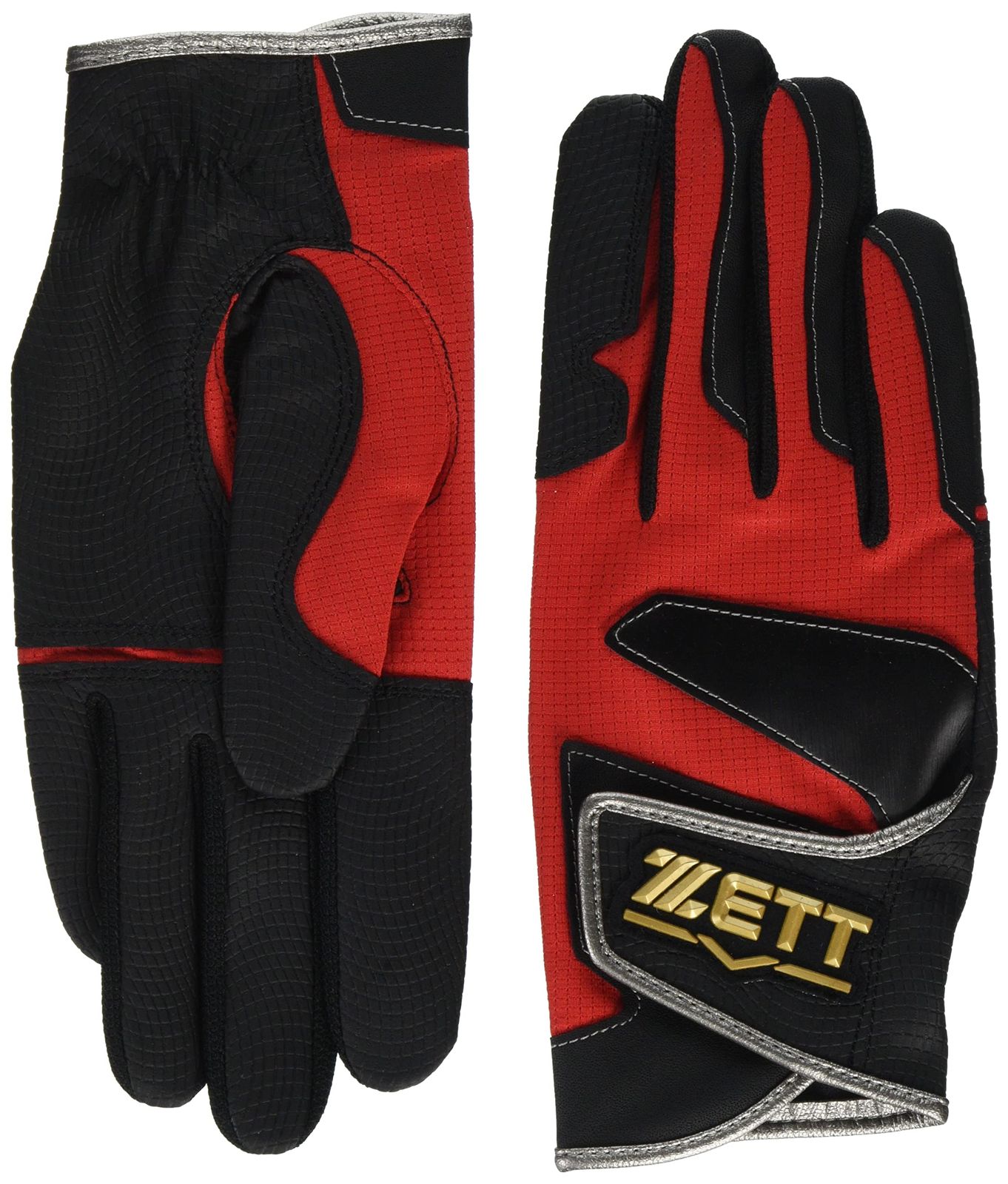 ゼット(ZETT) ジュニアバッティンググラブ(両手用) JFREE ブラック/レツド1964 