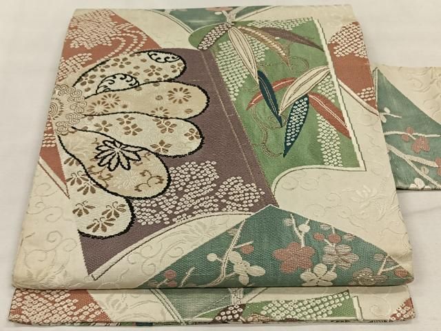 平和屋着物□アンティーク 大正ロマン 九寸名古屋帯 唐織 冊子花