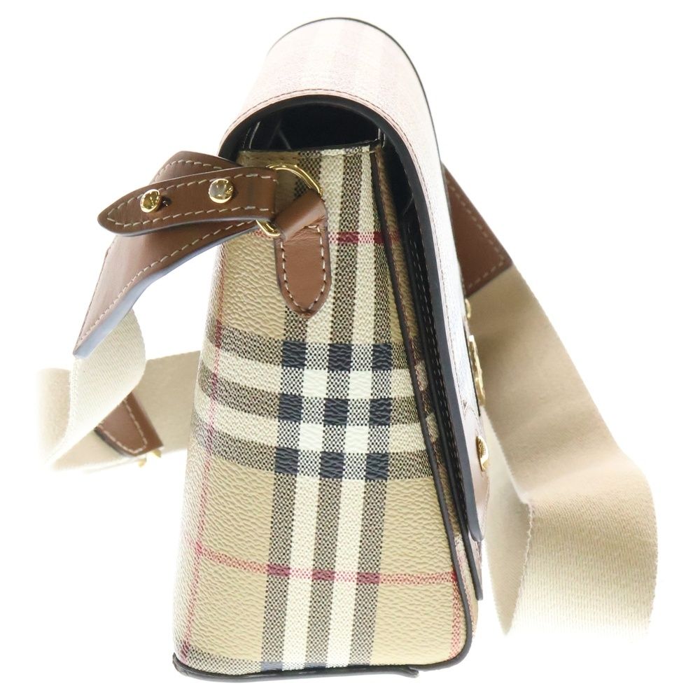 BURBERRY　レザーショルダーバッグ 　ノバチェック　フラップ付き BURBERRY バーバリー ノバチェック ショルダーバッグ キャンバス