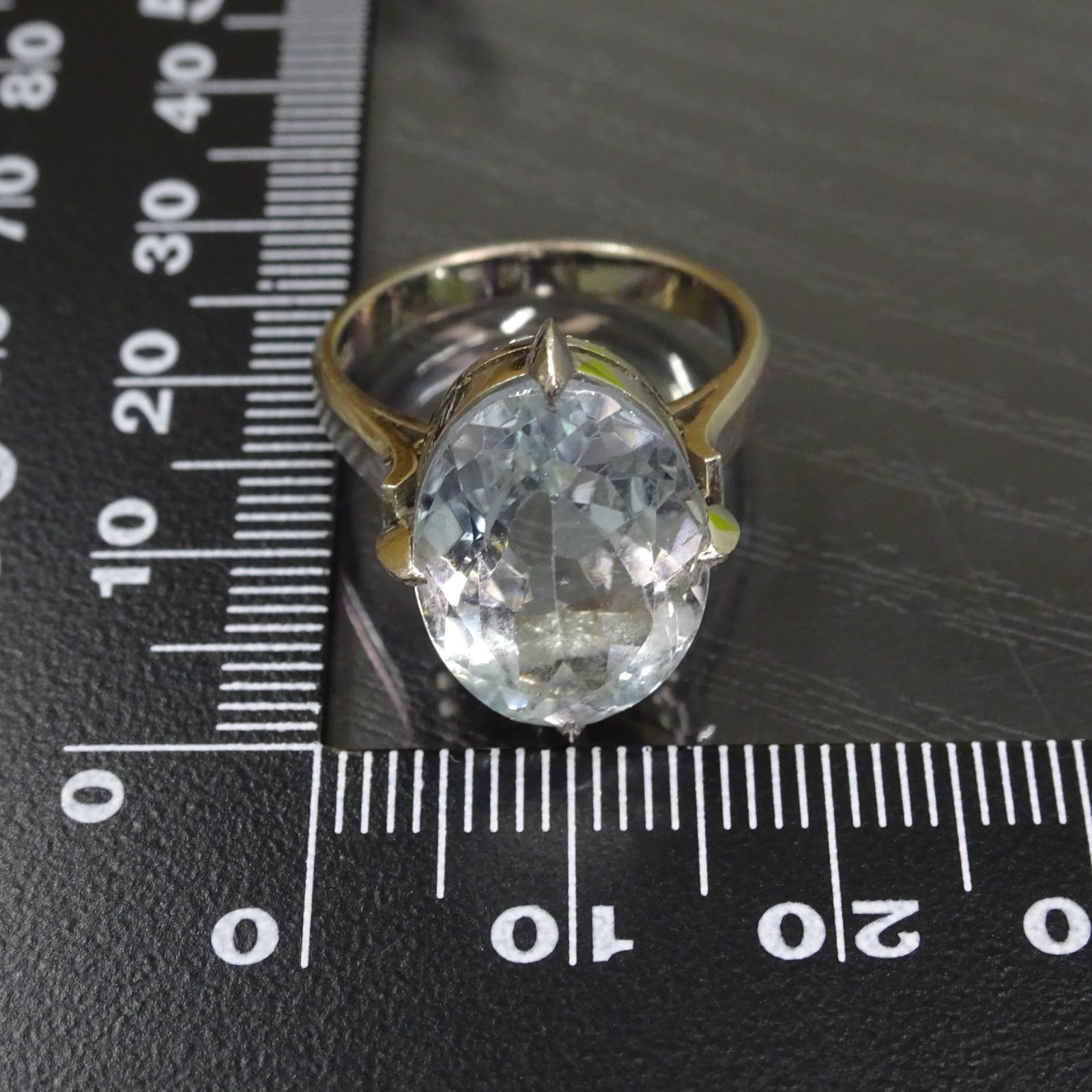 プラチナ pm900 大粒 アクアマリン18.0×13.9mm 1石 レトロ 