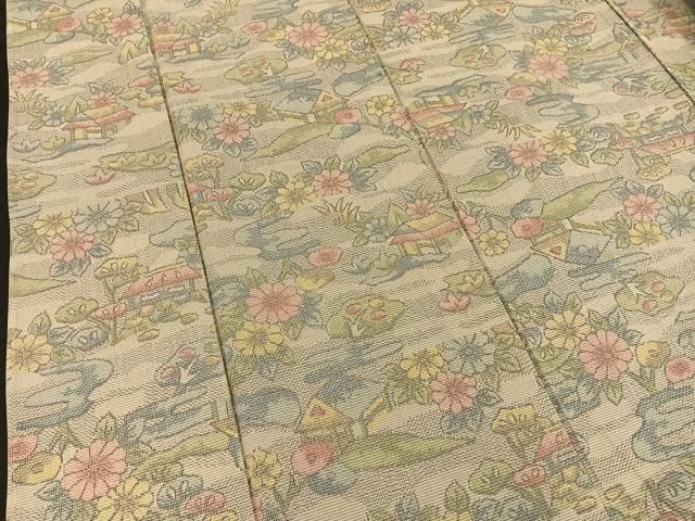 平和屋着物▽上質な紬　単衣　御所解花文　正絹　逸品　BAAT1151hv 平和屋着物▽上質な紬 単衣 御所解花文 正絹 逸品 BAAT1151hv