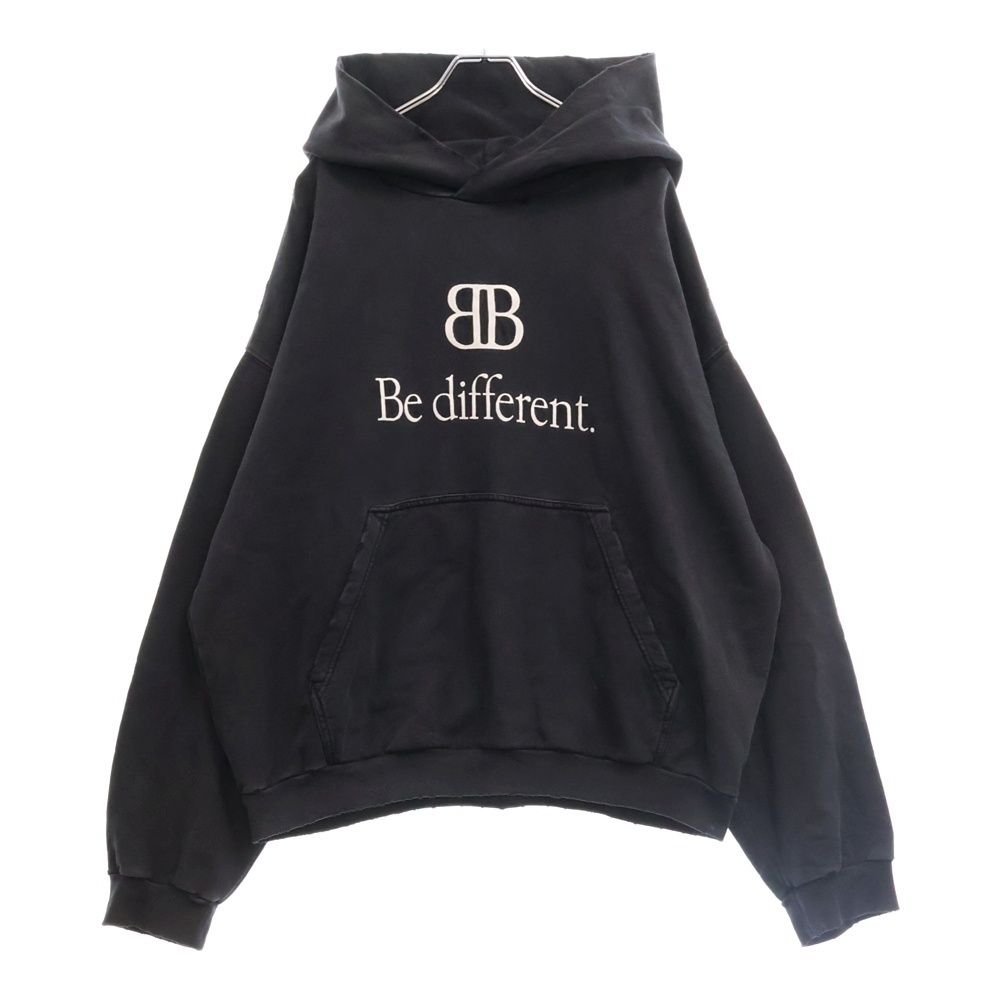 BALENCIAGA (バレンシアガ) 22AW Be different 刺繍 スウェット プルオーバーパーカー ブラック 720426 TNVV1