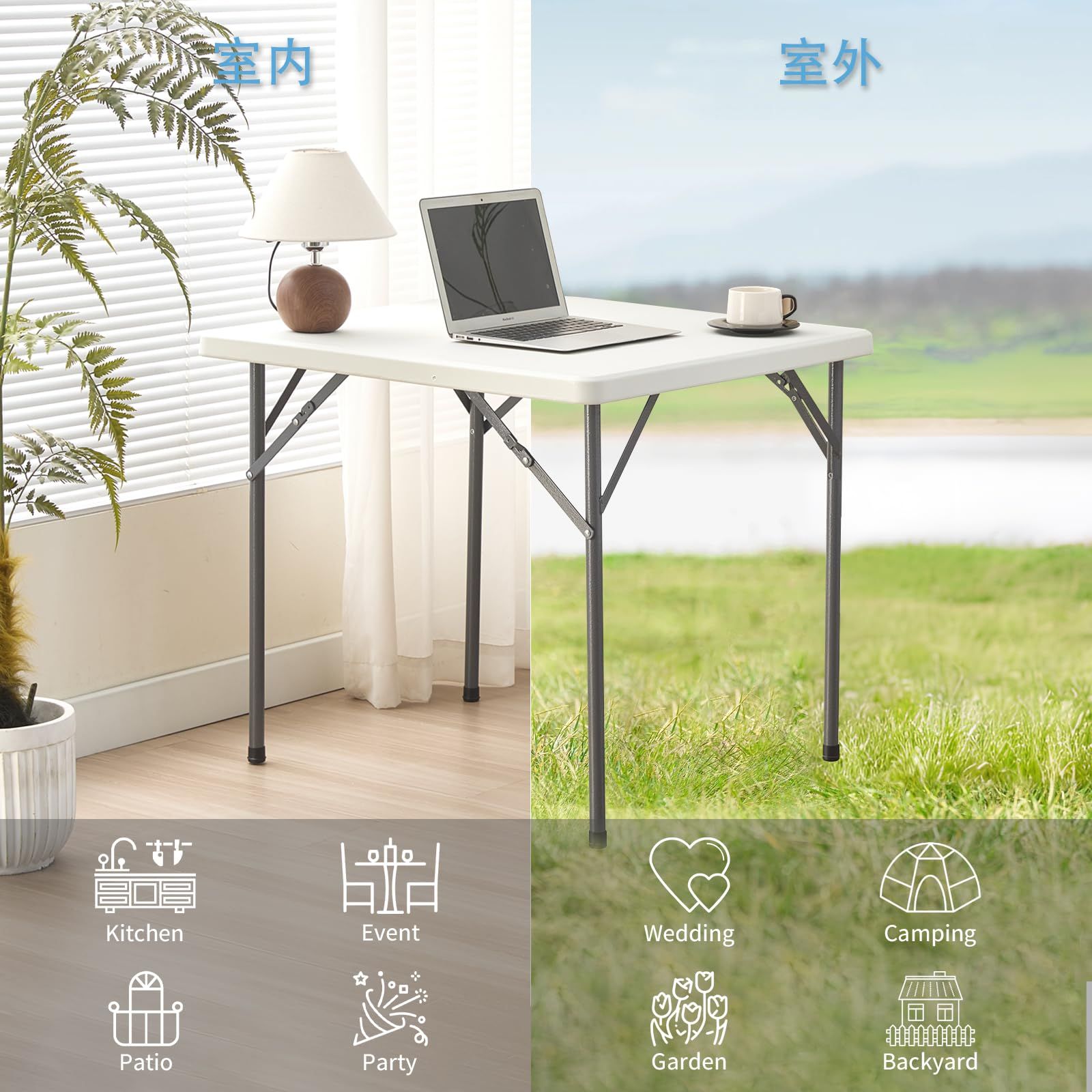 数量 折りたたみ作業台 軽量 ダイニングテーブル ポータブル 80x80x72cm ピクニック 折りたたみテーブル キャンプ 正方形 屋内 テーブル 屋外 KAIHAOWIN ホワイト MARWIL-DEMENAGEMENTS_CH