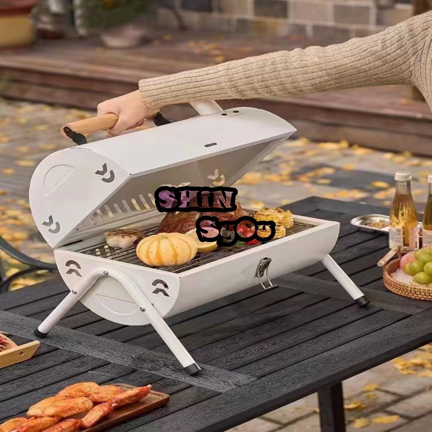焚き火台 バーベキューコンロ キャンプ BBQ グリル 鉄板付き 網