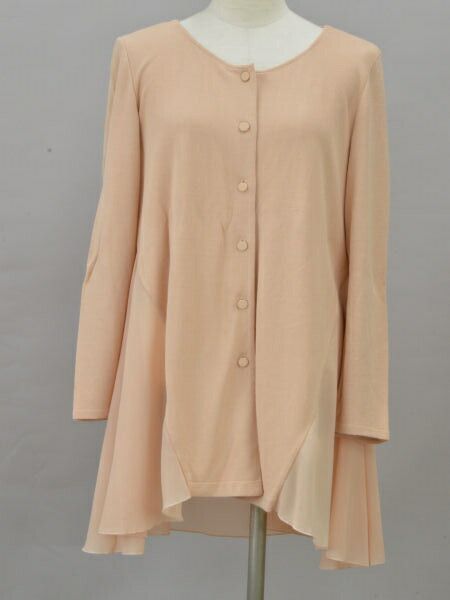 フォクシー NATURAL by FOXEY カーマイユ ロングニットカーディガン 切替 ピンクベージュ レディース F-L6334 フォクシー NATURAL by FOXEY カーマイユ ロングニットカーディガン