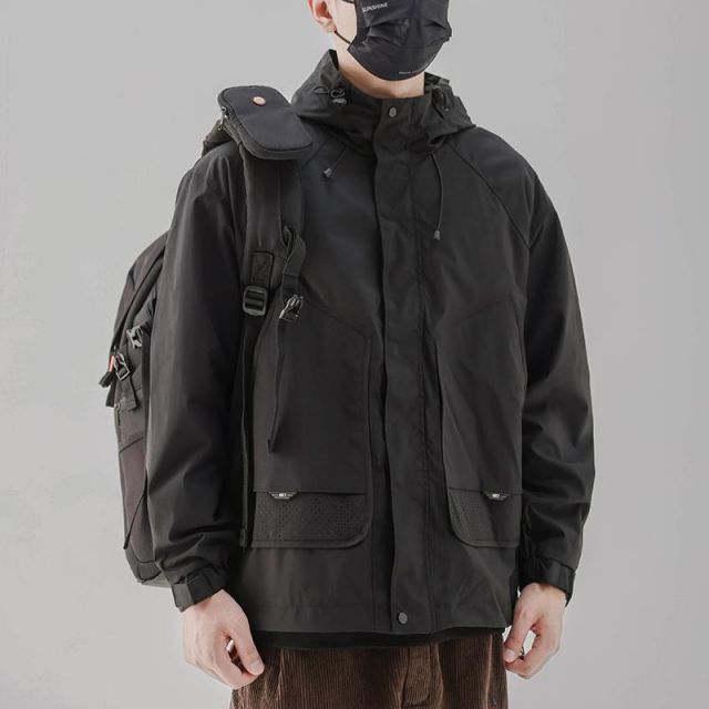 秋冬 コーデ メンズ 服 シンプル ファッション オシャレ 大人 かっこいい 大きいサイズ ストリート 紳士服 ジャケット アウトドア フード付き カジュアル 防風 ワーク ジャケット