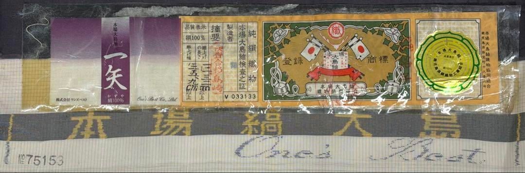 染大島 本場縞大島紬 訪問着 付け下げ 「月の砂漠」 ラクダ 正絹 躾糸