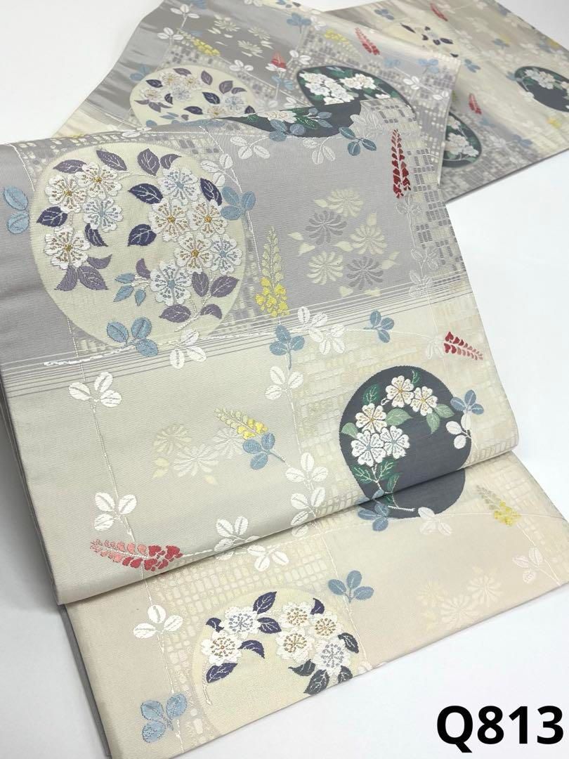 袋帯 草木染 新橋 金糸 正絹 六通 くすみカラー