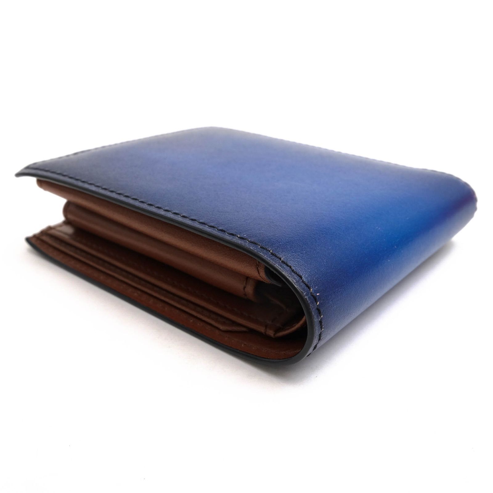 ユハク 二つ折り財布 ブルー グラデーション yuhaku 財布 青 黒 レザー