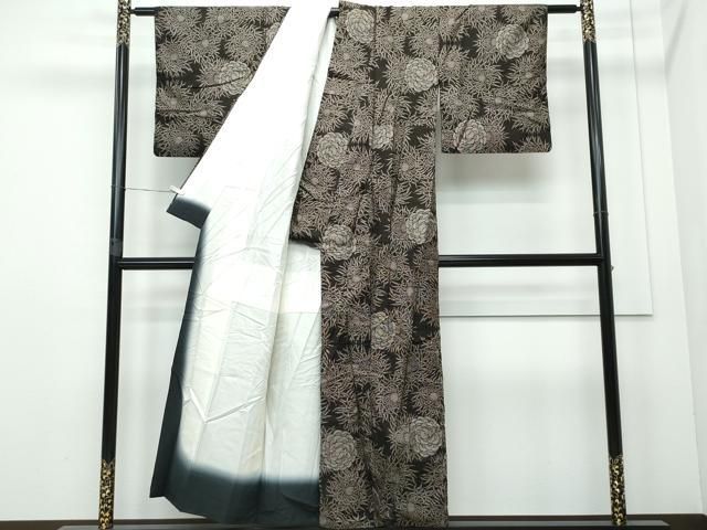 平和屋着物●本場大島紬　9マルキ　泥染め　舞花文　乱菊　正絹　逸品　CAAQ9132vf 平和屋着物○本場大島紬 9マルキ 泥染め 舞花文 乱菊 正絹 逸品