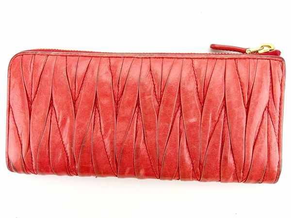 【極美品】MIU MIU マテラッセ 折り財布 L字ファスナー ベージュピンク | フリマアプリ ラクマ