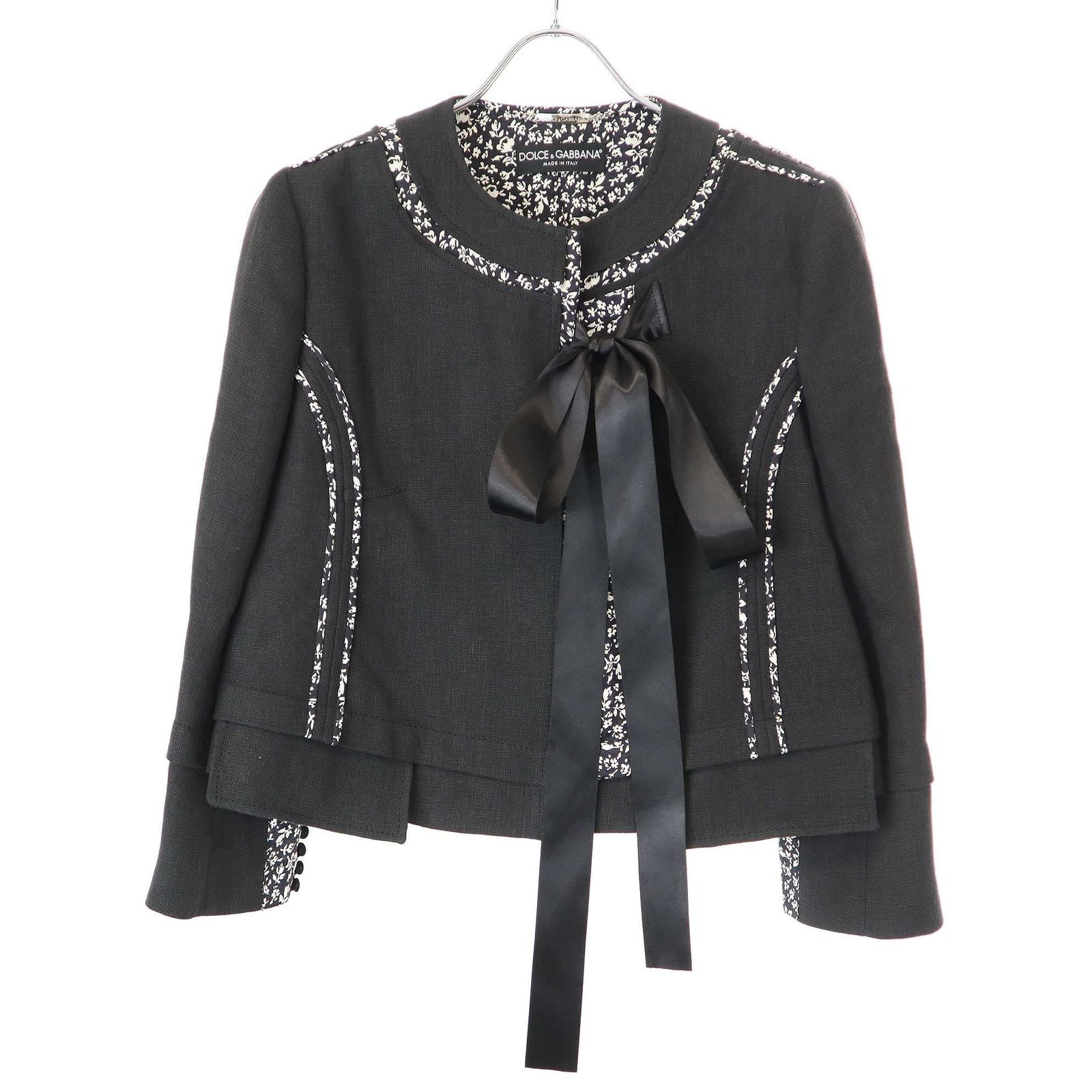 DOLCE&GABBANA ドルチェ＆ガッバーナ リネンシルク フラワージャケット 
