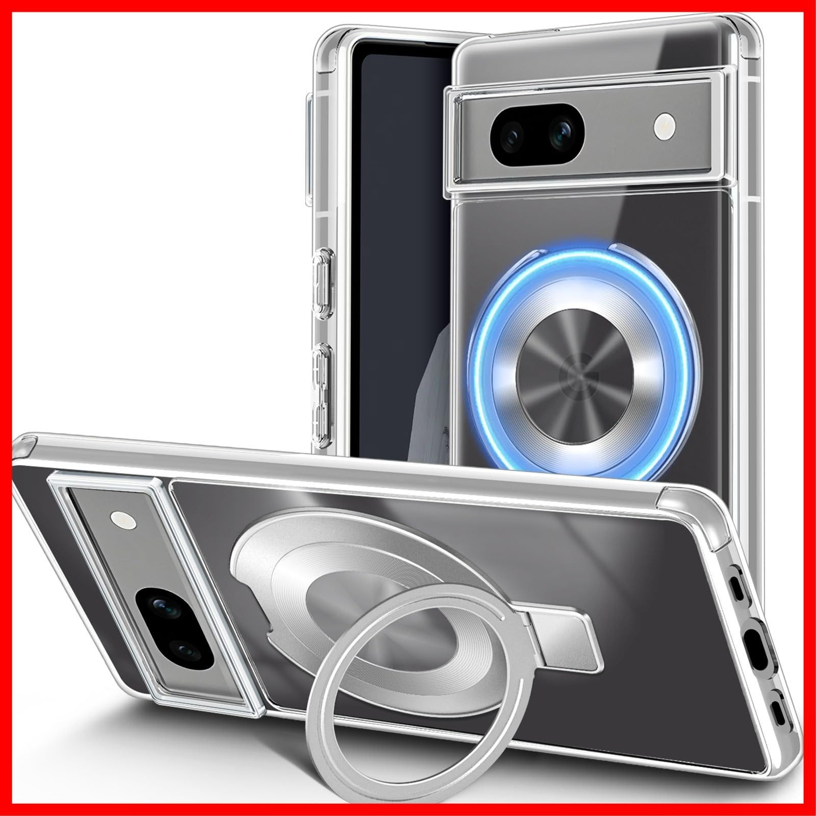 透明 縦横両対応 カバー スタンド内蔵 8 ワイアレス充電 8 Pixel グーグル Pixel ピクセル Google 8 リング付き スタンド一体 スマホケース MagSafe対応 クリア ケース