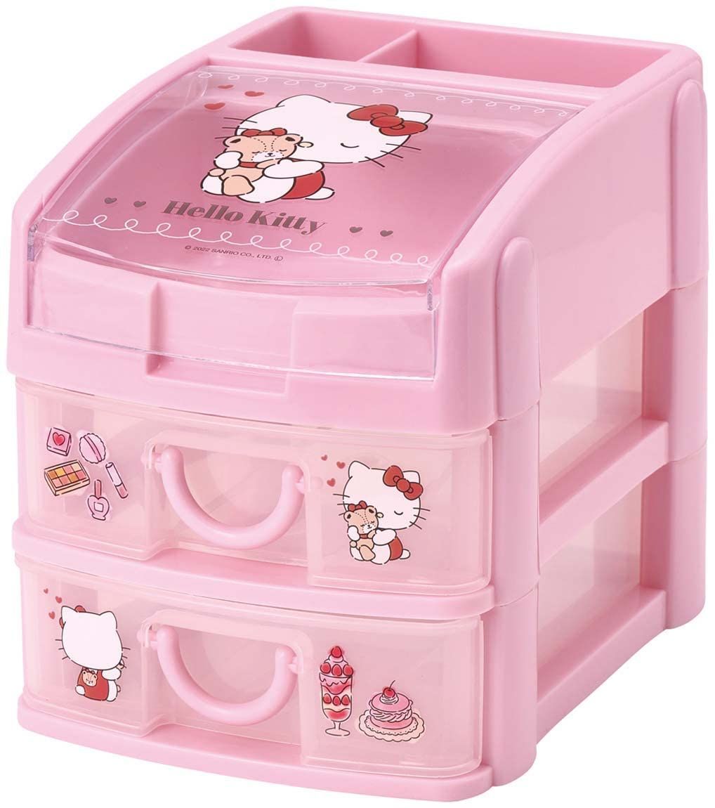 【在庫処分】小物入れ チェスト 収納ケース 収納ボックス ミニ ハローキティ ふんわりロマン サンリオ スケーター(Skater) 15×19×高さ16.5cm CHE3N-A