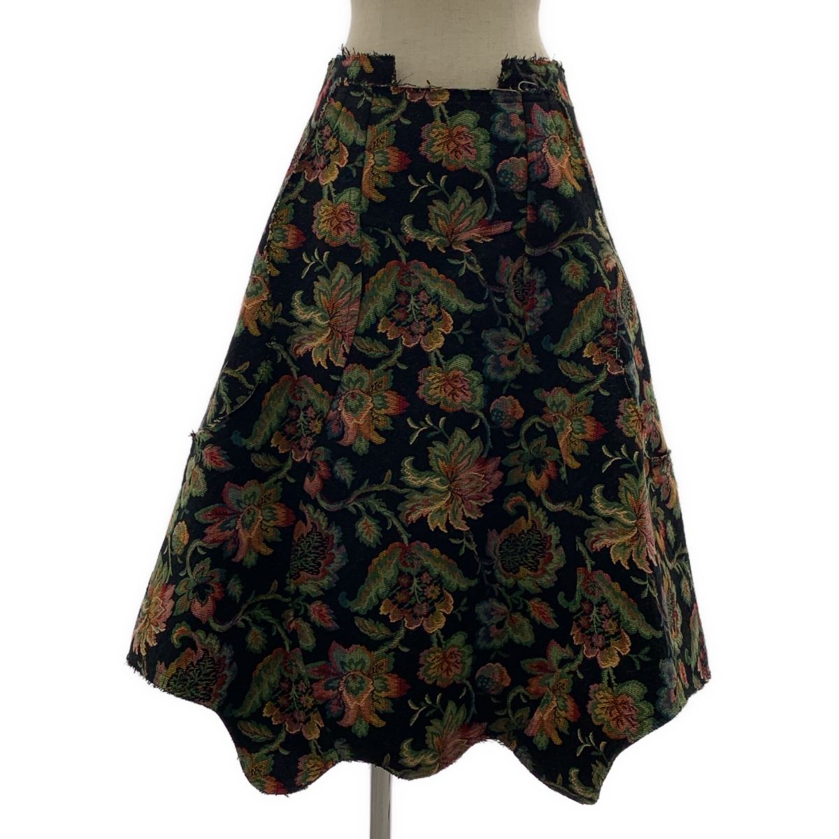 COMME des GARCONS コムデギャルソン 2016AW ゴブラン織り 変形 断ち切り バックジップ スカート S マルチ レディース