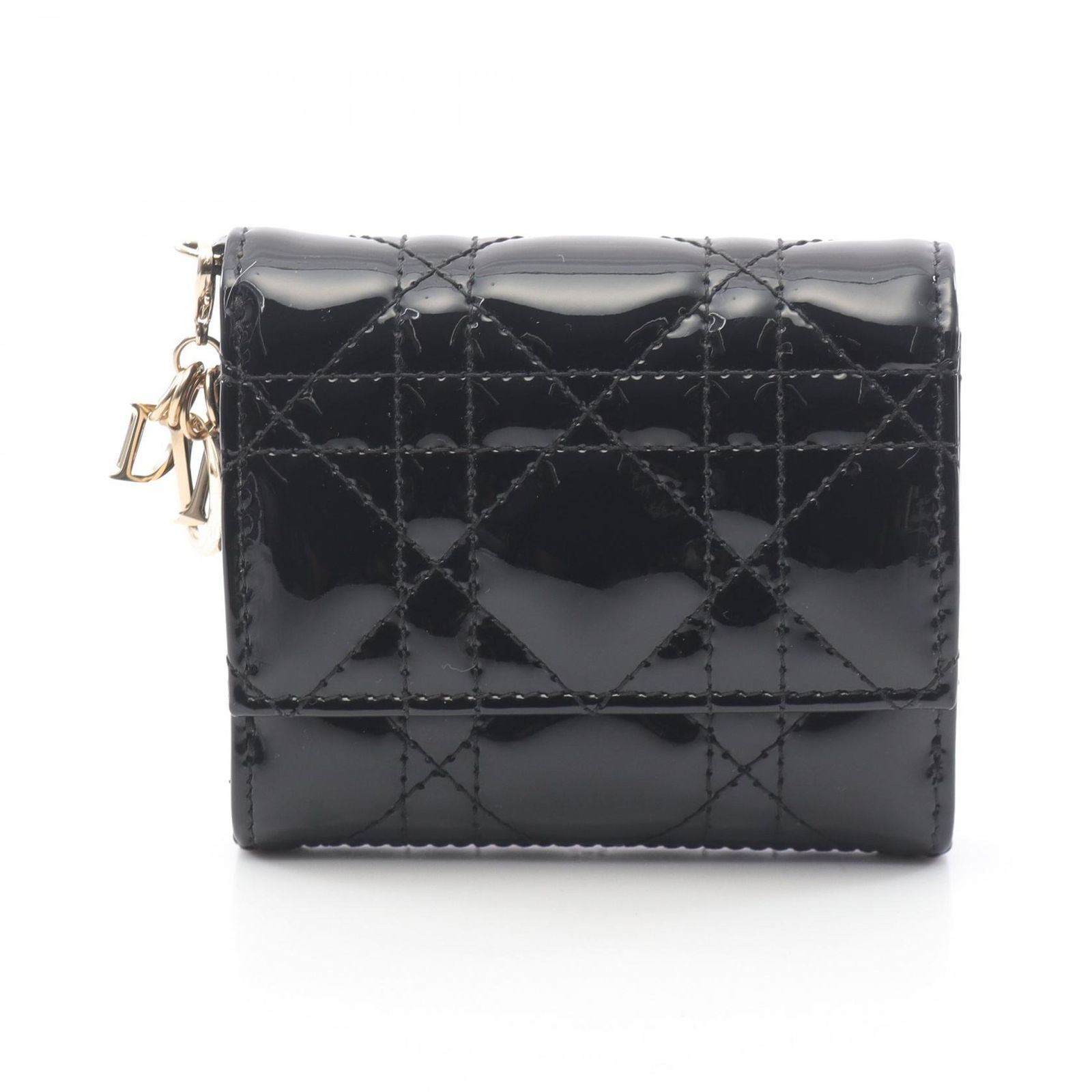 ディオール Dior 三つ折り財布 レディディオール カナージュ S01810VRB ブラック レザー カナージュ 三つ折財布 レディース Used A
