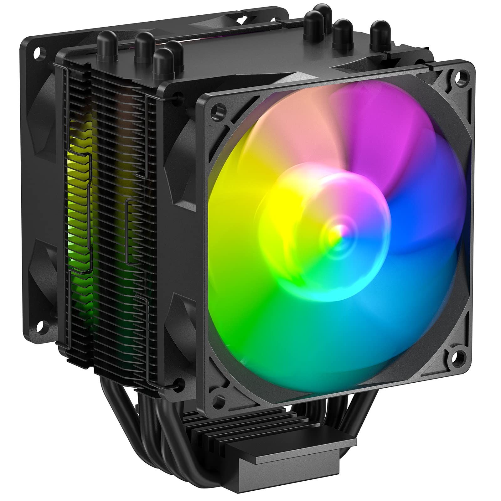 Novonest CPUクーラー 空冷 CPUファン 静音 ダブルPWMファン LGA1700 対応 AM5対応 AM4対応 シングルタワー サイドフロー型 PWM 4PIN 冷却ファン 2基搭載 5V 3PIN ARGB マザーボード AURA Sync対応