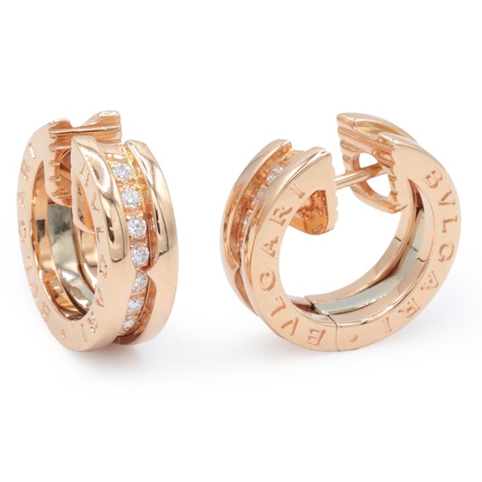 美品】 BVLGARI ブルガリ B-zero1 スモールフープイヤリング ピアス  