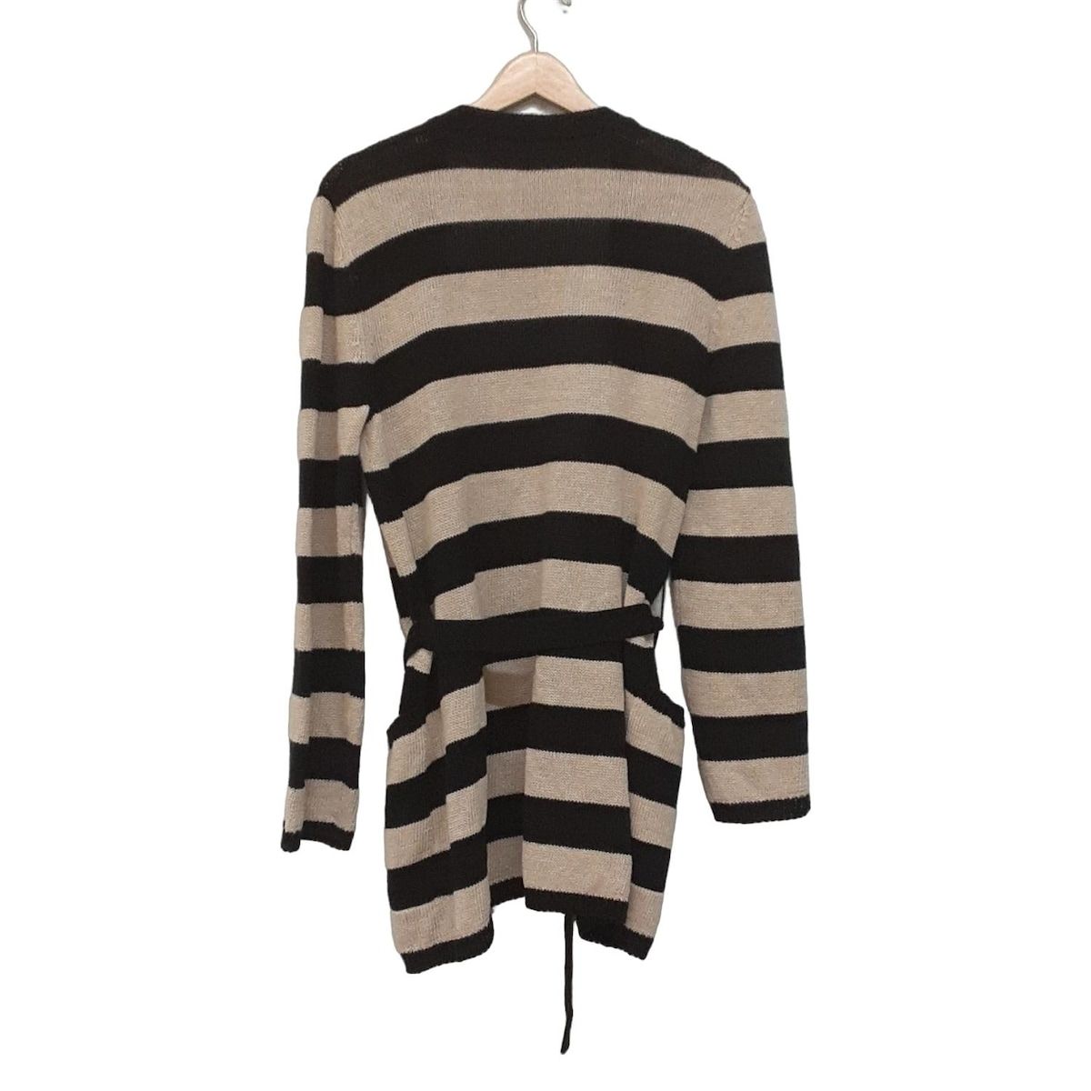 Max Mara マックスマーラ カーディガン サイズJ M レディース - 黒×アイボリー 長袖 ボーダー