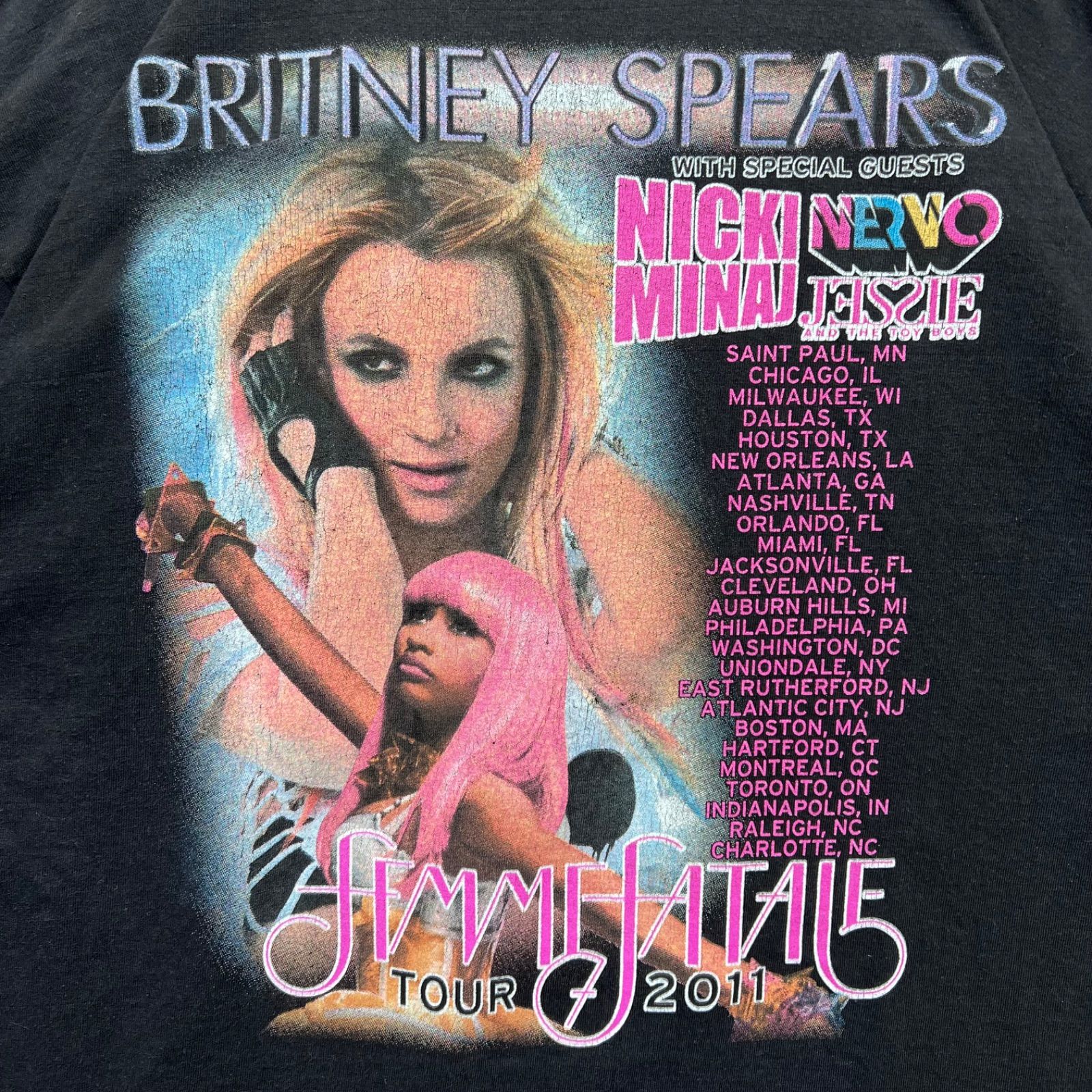 Britney Spears Nicki Minaj 2011 vtg Femme Fatale Tour tee t shirts 