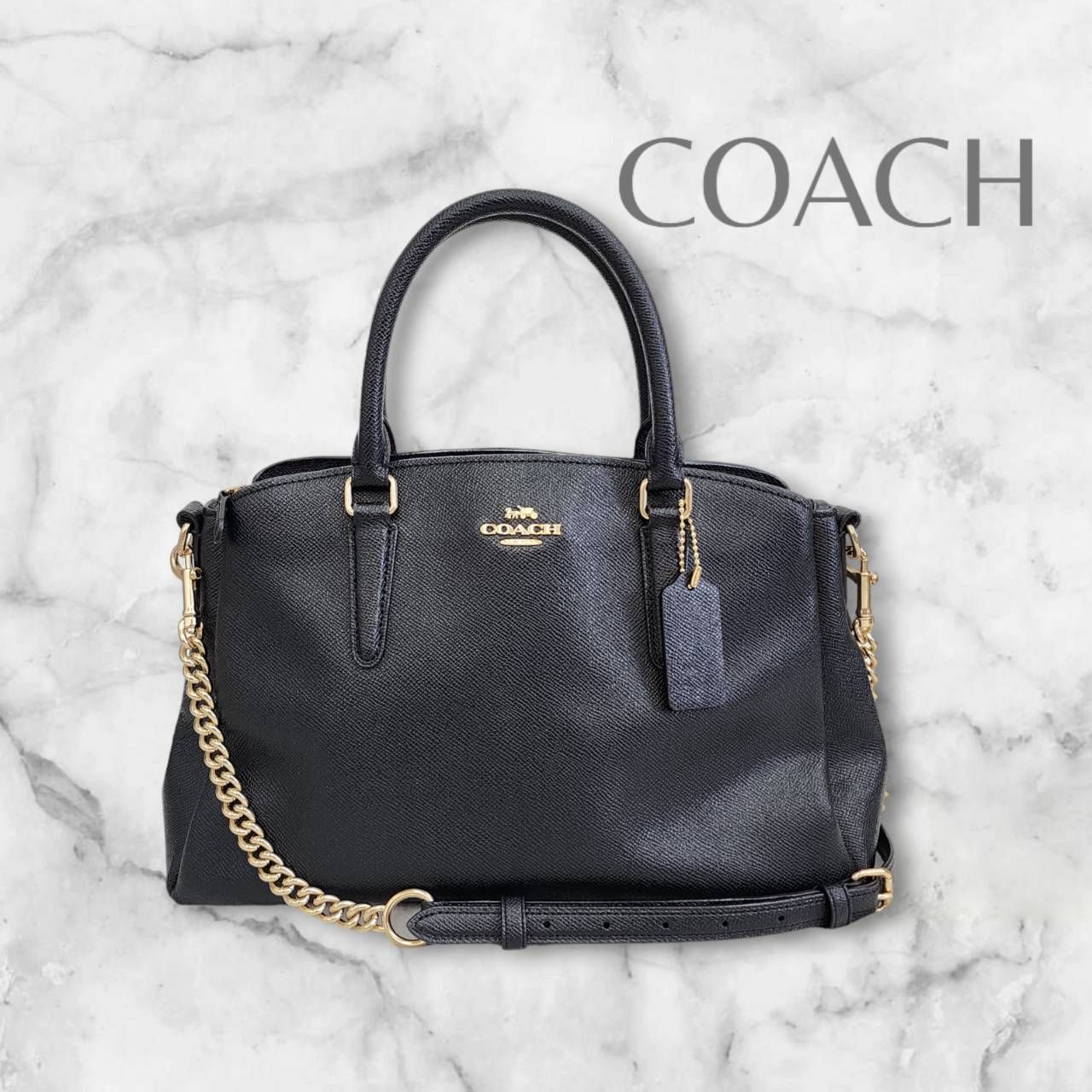 COACH コーチ 2way ハンドバッグ ショルダーバッグ F28976 レザー ブラック 鞄 ブランド