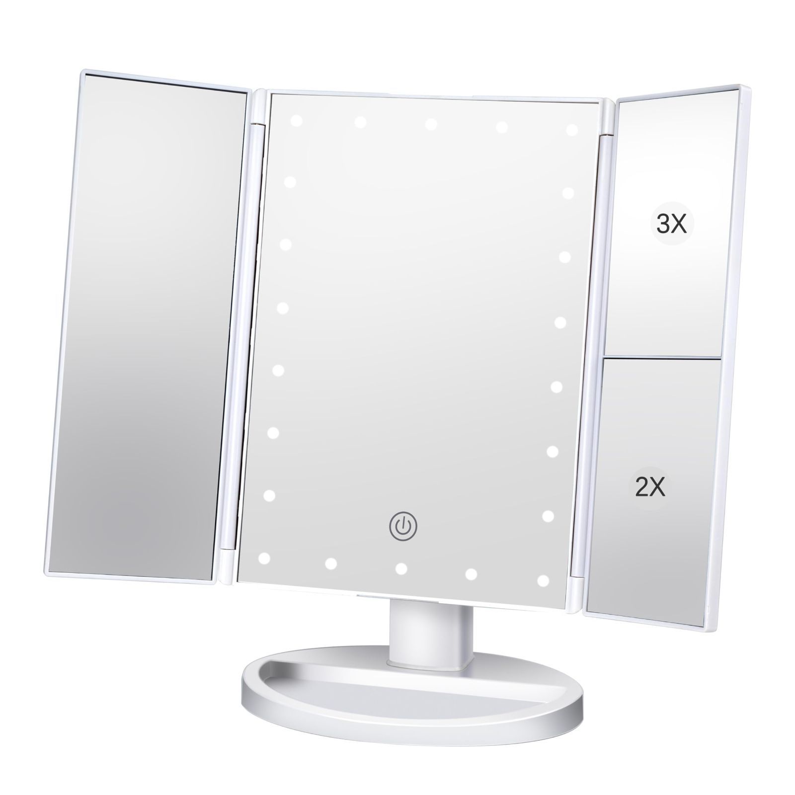 Vidafelic 化粧鏡 卓上 化粧ミラー 鏡 21個LED 拡大鏡 2/3倍 明るさ調節可能 180回転 単4電池u0026USB 2WAY給電 三面鏡 卓上 女優ミラー