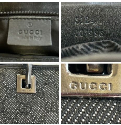 グッチGUCCI ミニトートバッグ 31244 001998 GGキャンバス レザー ブラック GG柄 ハンドバッグ 現状品