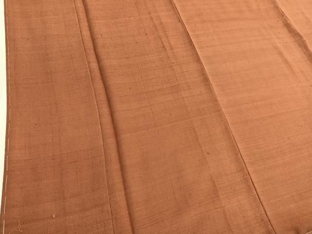 平和屋着物○上質な紬 色無地 赤茶色 正絹 逸品 未使用 BAAT3175hv  