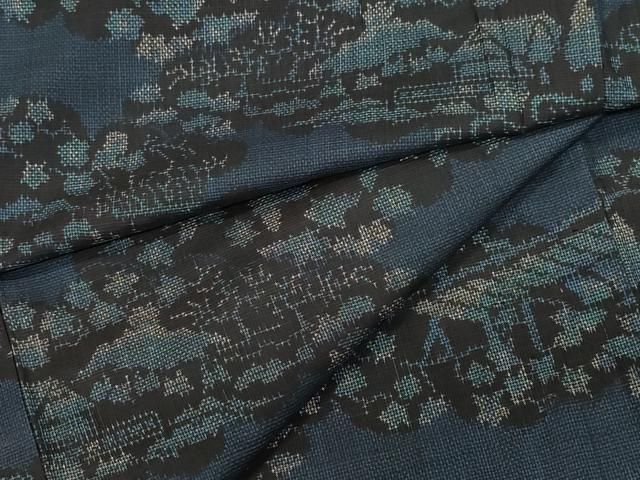 平和屋着物●本場大島紬 7マルキ 風景草花文 正絹 CAAZ0833vf