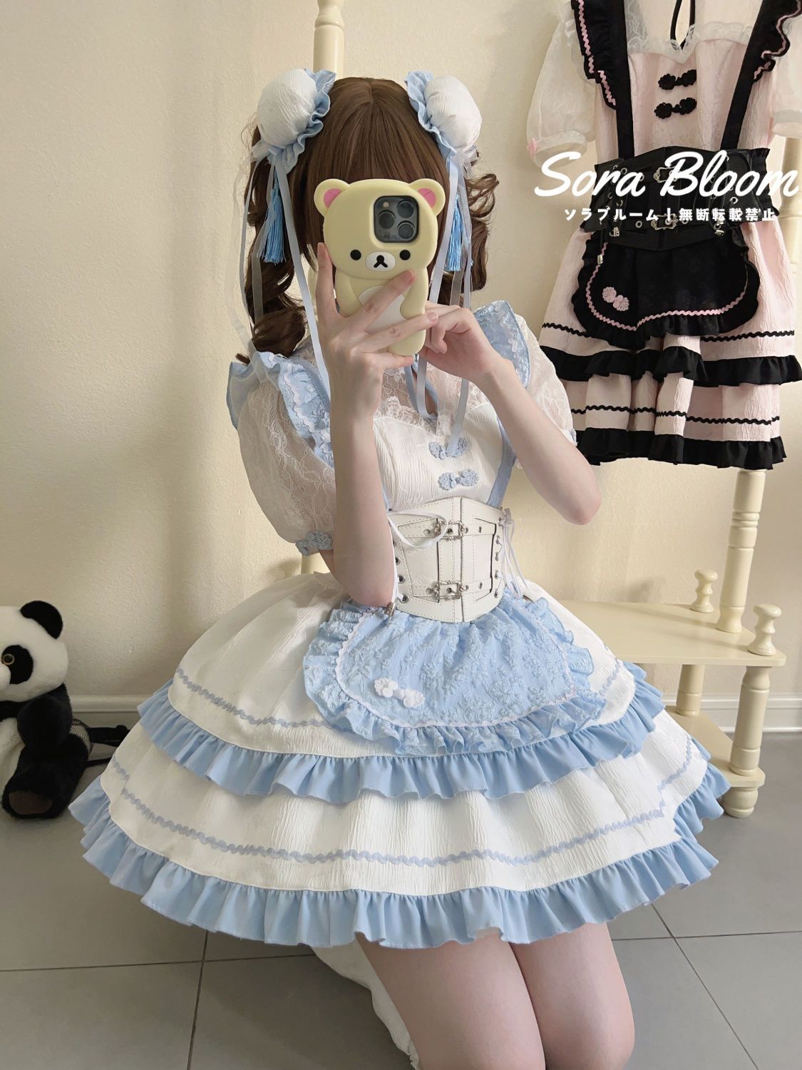 中華風デザイン ロリータドレスです 洋装 可愛い短袖 OP ワンピース 2025新作 双刀甜華 中華風デザイン ロリータドレスです 洋装