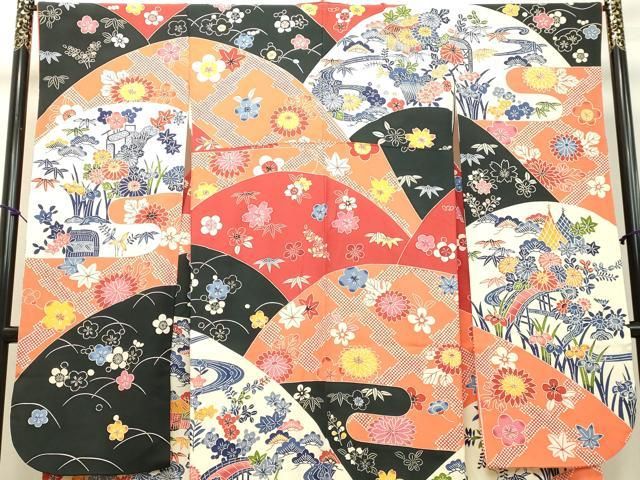 平和屋着物●豪華振袖　型染め　風景文　正絹　逸品　DAAT1254tw 平和屋着物○豪華振袖 型染め 風景文 正絹 逸品 DAAT1254tw 平和屋着物