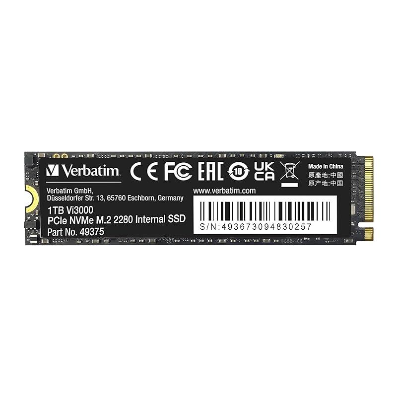 Verbatim バーベイタム NVMe PCIe Gen3.0x4 PCIe3.0 Vi3000シリーズ 1TB 最大読込 3100MB|s 代理店IO Dataサポート 49375-J 0