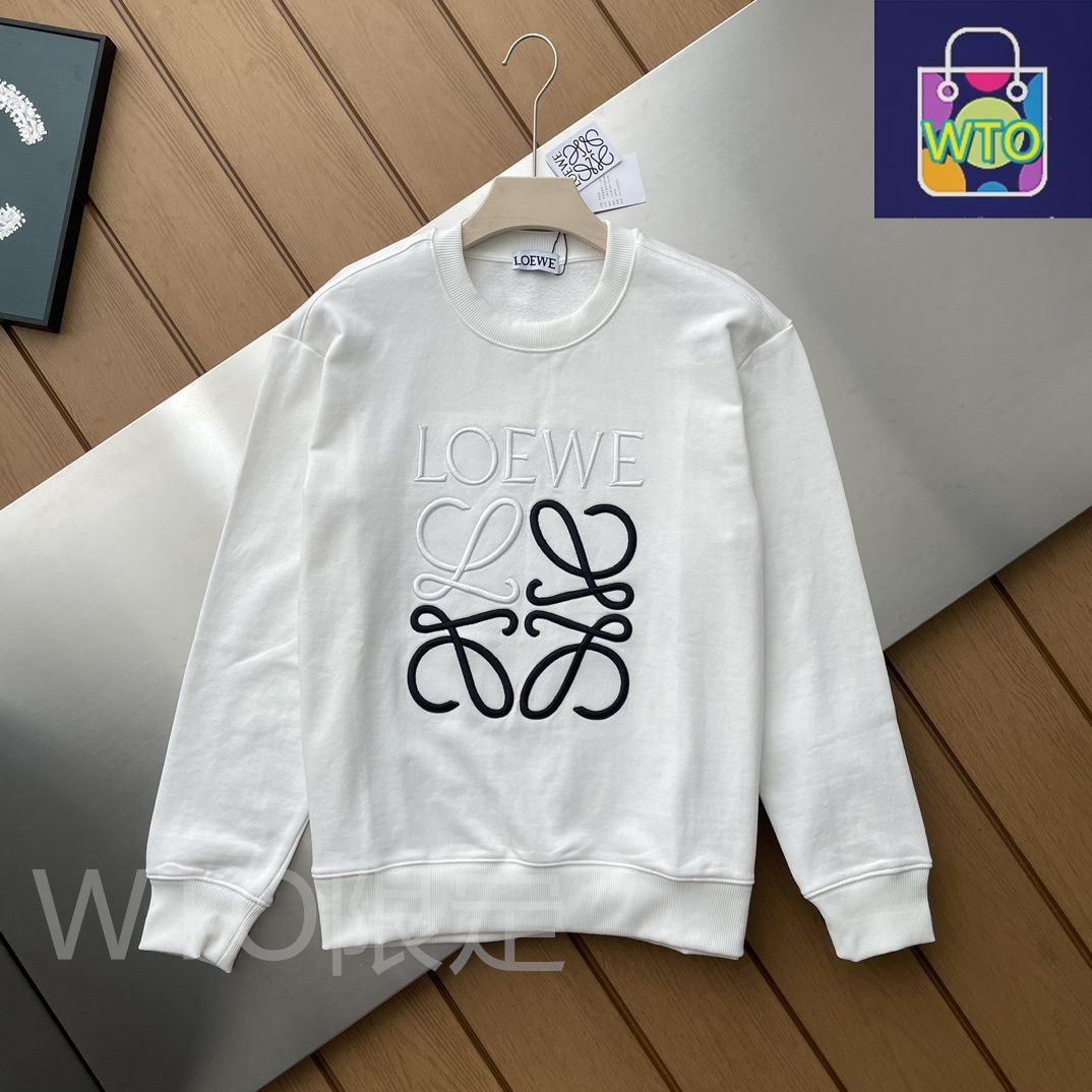美品 LOEWE ロエベ 刺繍ロゴ トレーナー L 白 LOEWE (ロエベ) ロゴ刺繍 裏スウェット トレーナー