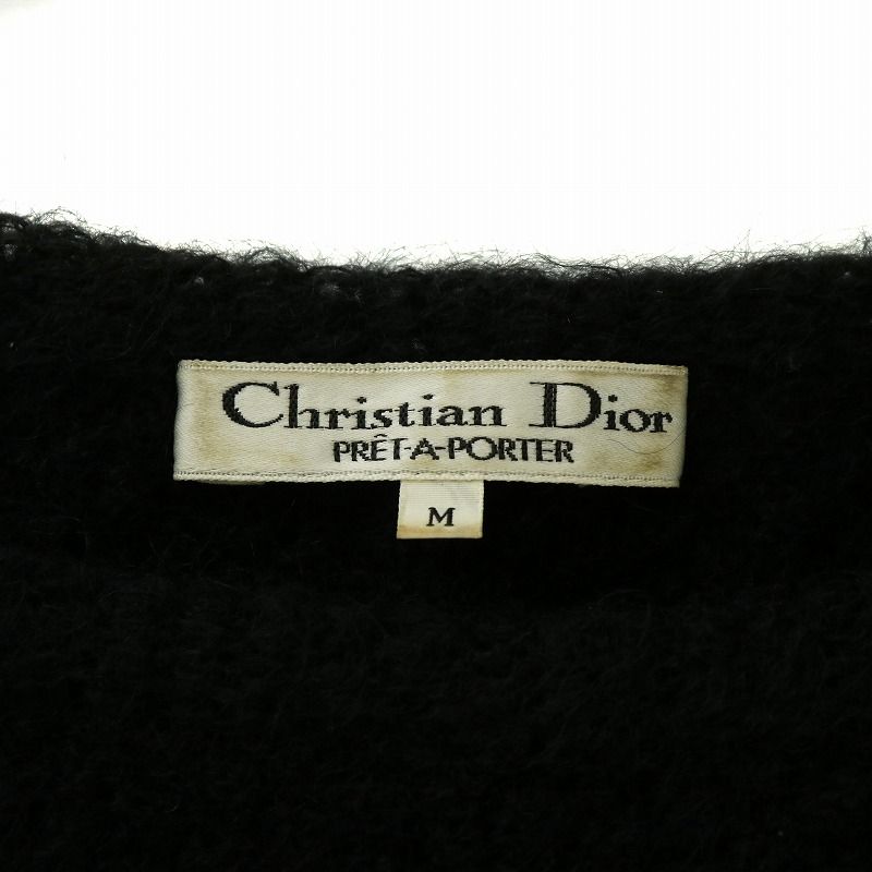 クリスチャンディオール Christian Dior PRET-A-PORTER プレタポルテ ヴィンテージ ニット セーター ウール 半袖 フリル M 黒 クリスチャンディオール Christian Dior PRET-A-PORTER