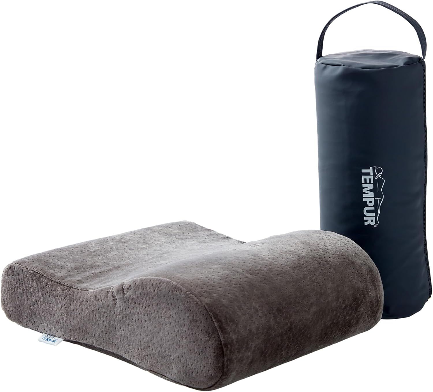 テンピュール Tempur 旅行用品･旅行小物 トラベルピロー 携帯枕 まくら ポーチ付き グレー メーカー保証3年 高さ10～7cm