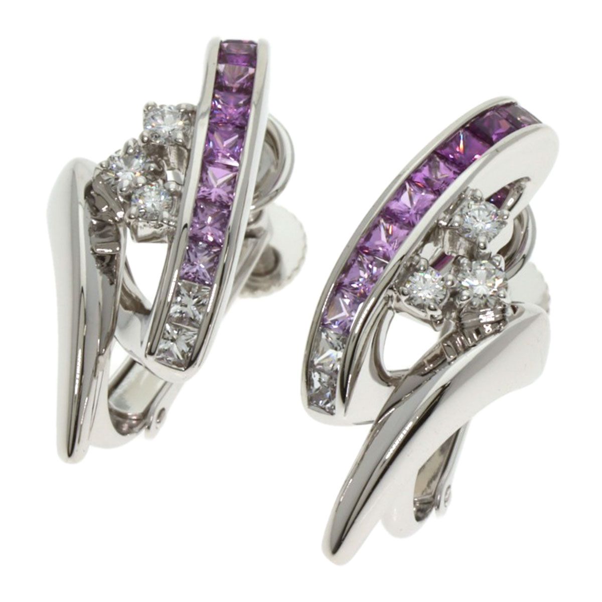 Jeunet ジュネ サファイア ダイヤモンド イヤリング K18WG K14WG レディース