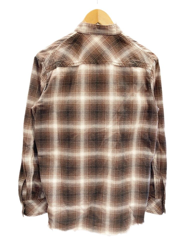 NUMBER(N)INE ナンバーナイン 2008AW ポーランド期 オンブレチェックバンドカラーカットオフシャツ F08-NS010 オレンジ×ネイビー 3 ナンバーナイン NUMBER (N)INE 08AW ポーランド期 バンドカラーシャツ