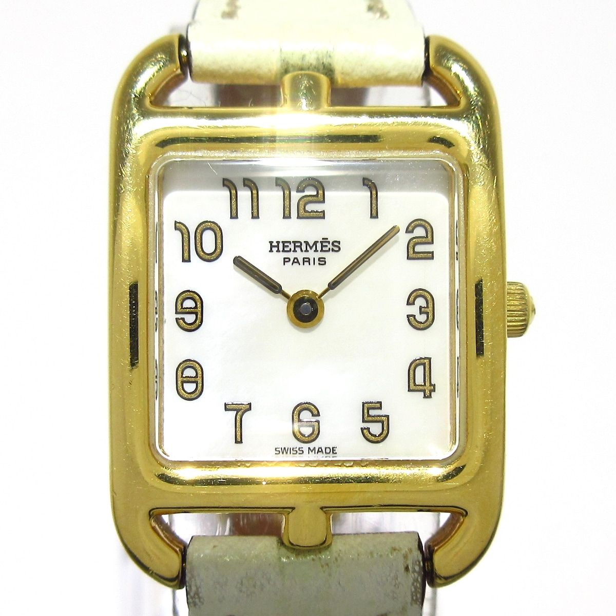 HERMES エルメス 腕時計 ケープコッド CC1.185 レディース K18YG|社外ベルト|シェル文字盤 ホワイトシェル